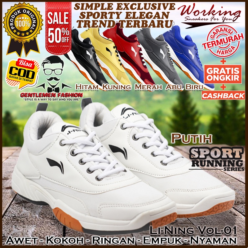 Sepatu Sport Pria Li-Ning Vol-01 Original Premium Awet Ringan Empuk Nyaman Olahraga Joging Sport Bad