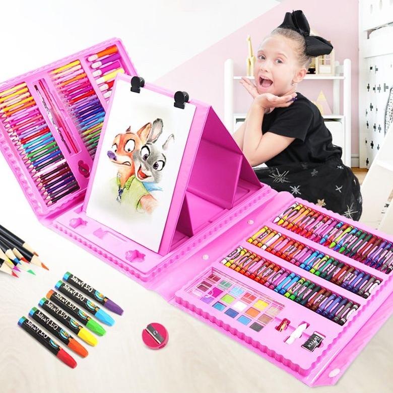 

[KODE NKTMG] Crayon Set Drawing 208 pcs/Alat anak melukis dan mewarnai art set 208 pcs