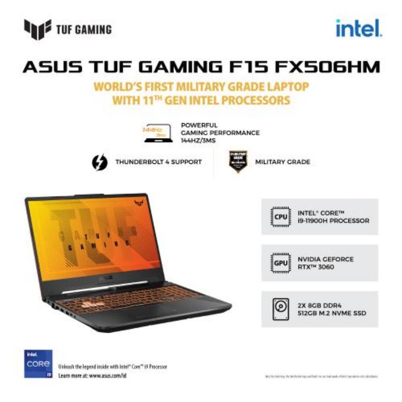 Asus TUF F15 FX506HM-I936B7G-O /Core i9-11900H/16GB/1TB SSD/VGA 6GB/15.6″/Win 10 Home+OHS 2019/Eclip