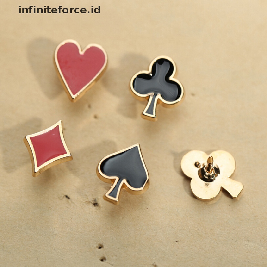 Infiniteforce.id 4pcs / Set Bros Pin Desain Kartu Poker Aksesoris Tas Ransel / Pakaian