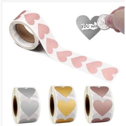 Scratch Off Sticker - Heart Gold/Silver/Rosegold Foil (10pcs)