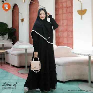 Zeba Set Syari (Dress + Syari) DRESS MUSLIM, baju wanita, baju gamis, dress, gamis, Baju gamis