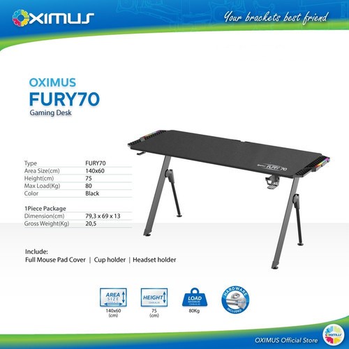 Gaming Desk Carbon Fiber RGB Meja Computer 140cm OXIMUS FURY70