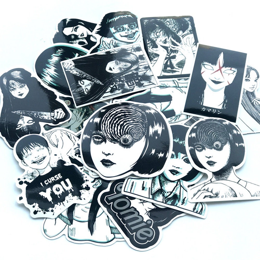 AUGUSTINA Funny Graffiti Skateboard Luggage Sticker Anime Stickers Scrapbook Waterproof Suitcase 21pcs Junji Ito Decoration Horror Tomie