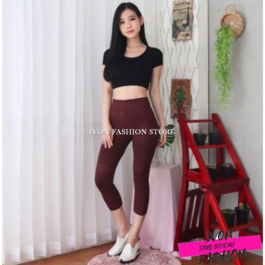 LEGGING 7/8 BAHAN SPANDEX WANITA ADEM PREMIUM 2 UKURAN