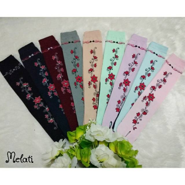 Kaoskaki motif bunga MELATI jempol panjang warna muslimah (NyloN Spandek)