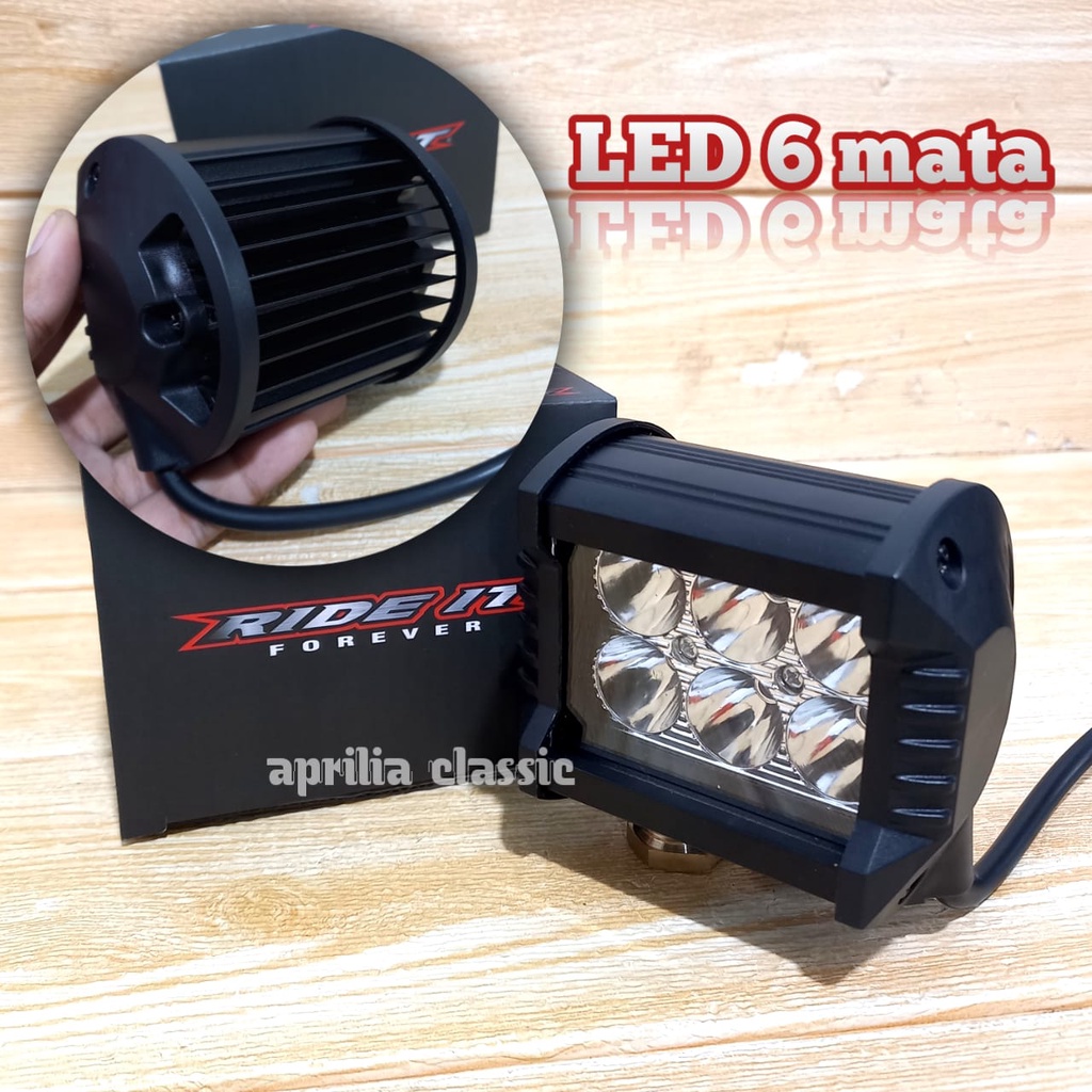 Lampu Tembak 6 Mata Kotak Lampu Sorot 6 LED CAREE 6 titik mata 12V Kotak RI Flash Universal Mobil Mo