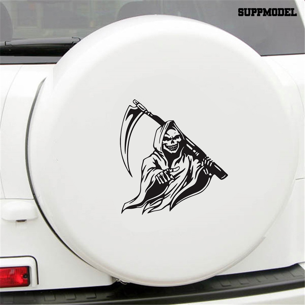 Stiker Motif Tengkorak Grim Reaper Bahan PVC Untuk Dekorasi Jendela Mobil