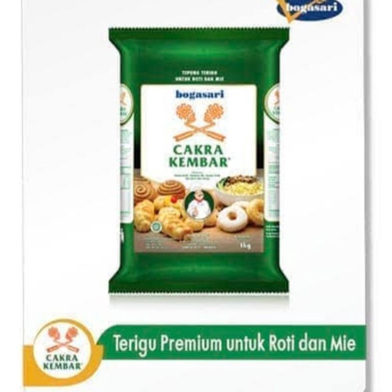 

BOGASARI CAKRA KEMBAR PREMIUM 1KG, TEPUNG PROTEIN TINGGI U /ROTI