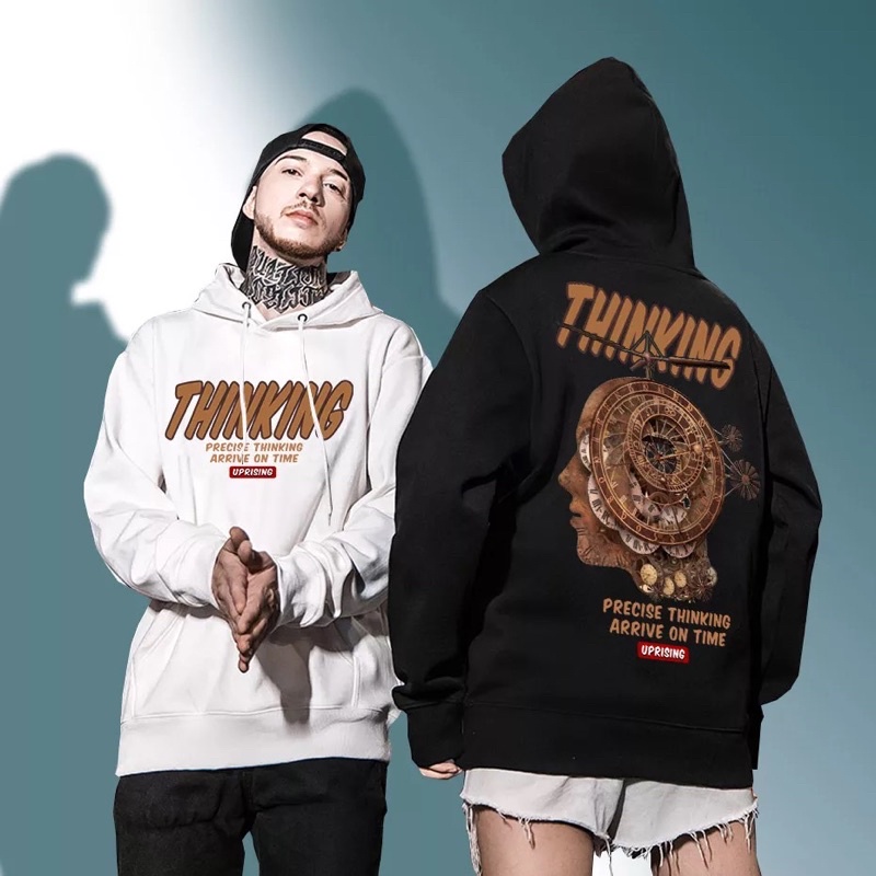 THINKING HOODIE switer hoodie oversize wanita pria couple sweater hoodie jumper unisex oversize