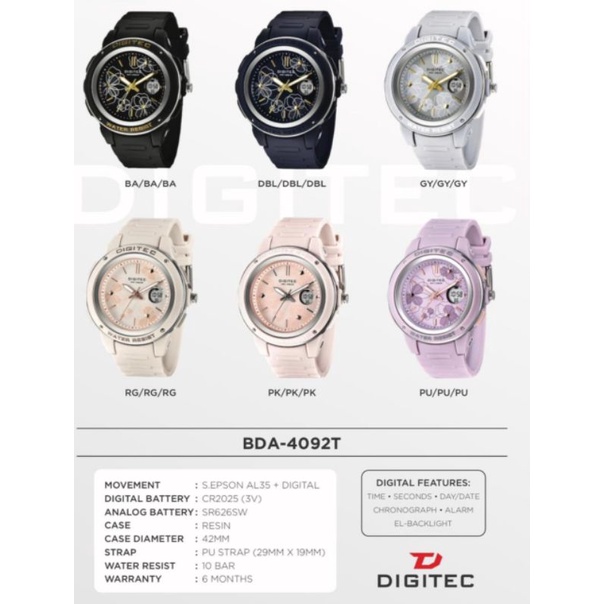 Jam Tangan Wanita Digitec DA-4092T,/DA 4092T Original include box