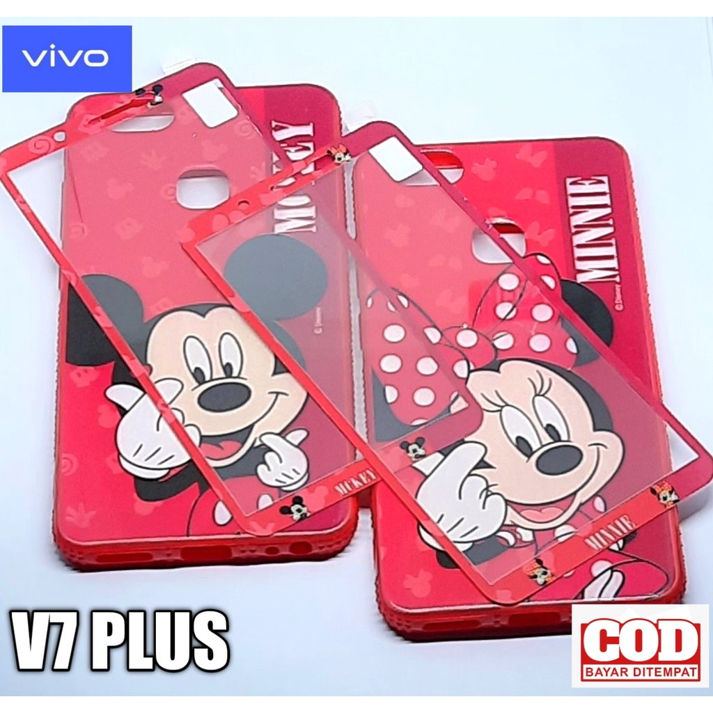 Casing Hp Vivo V7 Plus Softcase Oil Carachter + Tempered Glass