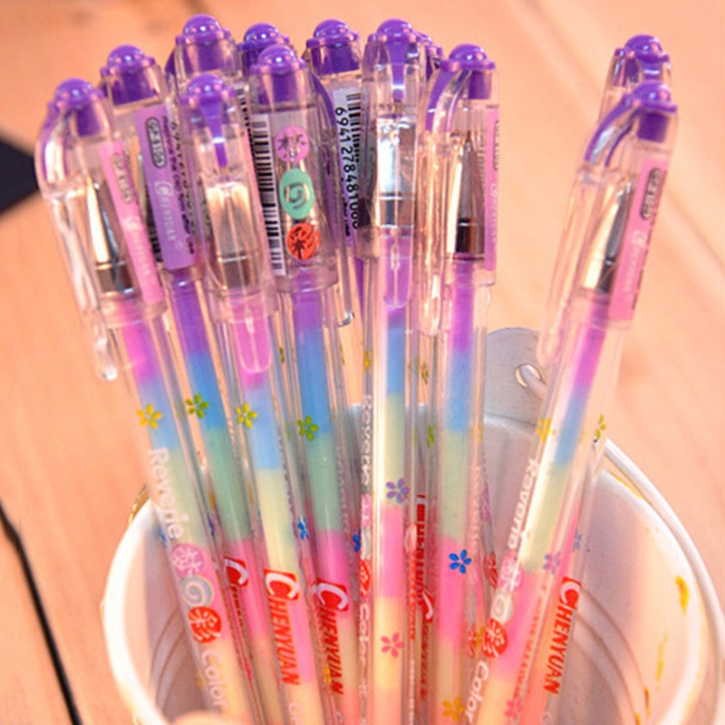 6 In 1 Pen Cat Air Fluorescent Multi Warna Pelangi Untuk Dekorasi Album Foto / Graffiti DIY