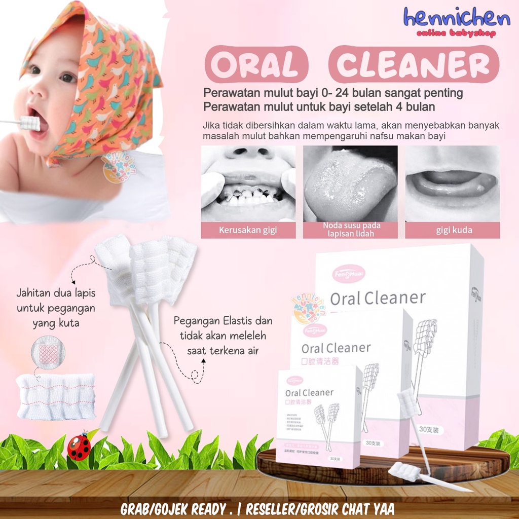 30 pcs Pembersih Mulut Bayi Sikat Gigi Dan Lidah Bayi / ORAL KIDSZONE /  Sikat Gigi Bentuk U / Pembersih Lidah Bayi Kasa/New Born Baby Oral Cleaner Cotton isi 30 Pcs