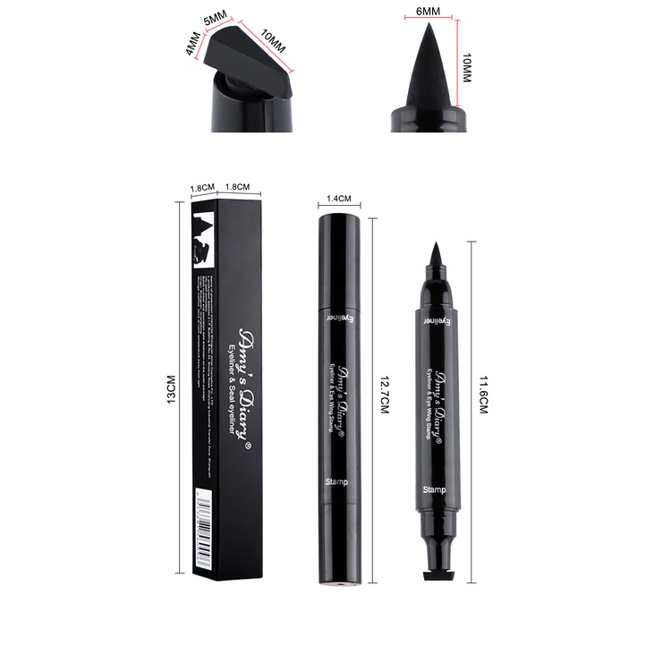 AMY'S DIARY Eyeliner Pen Stamp 2 In 1 New Formula Waterproof Liquid Ukuran Stamp Small