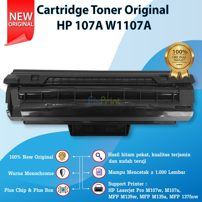 Cartridge Toner Original HP 107A W1107A Printer Laserjet Pro M107w M107a MFP M135w M135a M137fnw