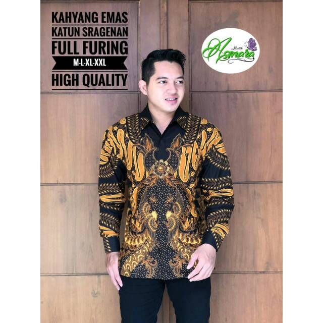 Batik Pria KAHYANG EMAS Asli Katun Sragenan Full Furing Murah