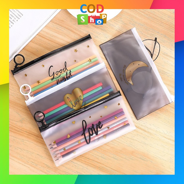 

COD - S652 Tempat Pensil Trasparan / Tempat Pensil Zipper / Pouch Zipper Pensil Case / Pensil Case