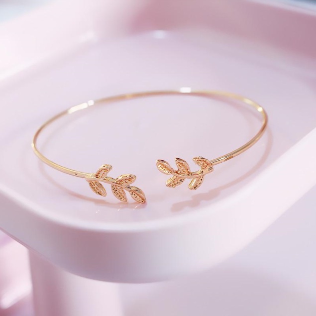 Gelang Daun Korea Wanita Bracelet Emas Silver Wanita Leaf Model-Emas