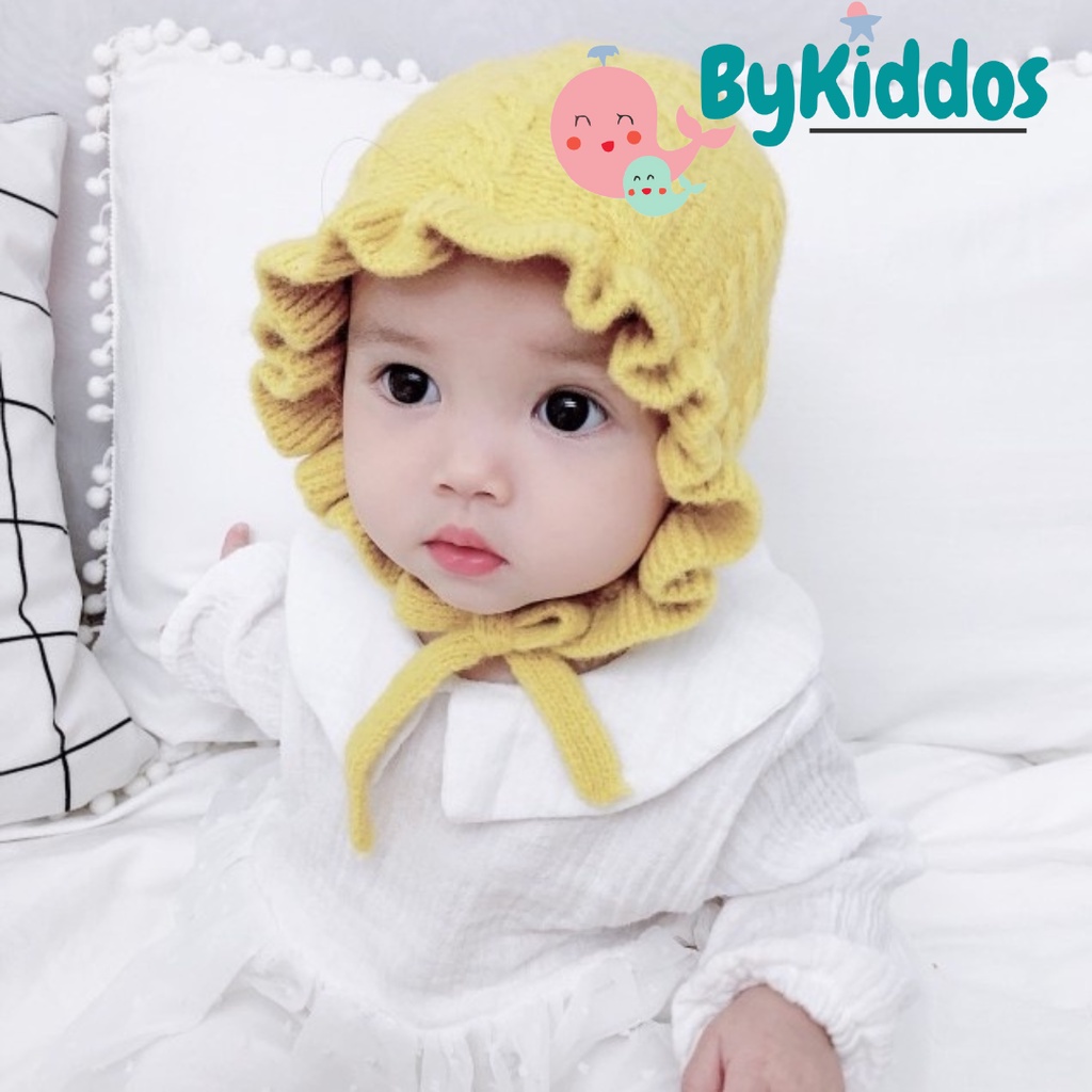 ByKiddos - Topi Rajut Anak Model Bonnet Ruffle/Topi Rajut Anak Baby