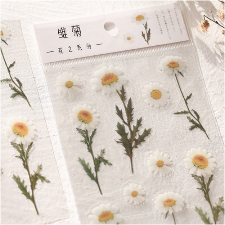 Sticker Retro Bunga Flower Flowery Bujo Bullet Journalling Scrapbook Stiker Daisy Vintage-3
