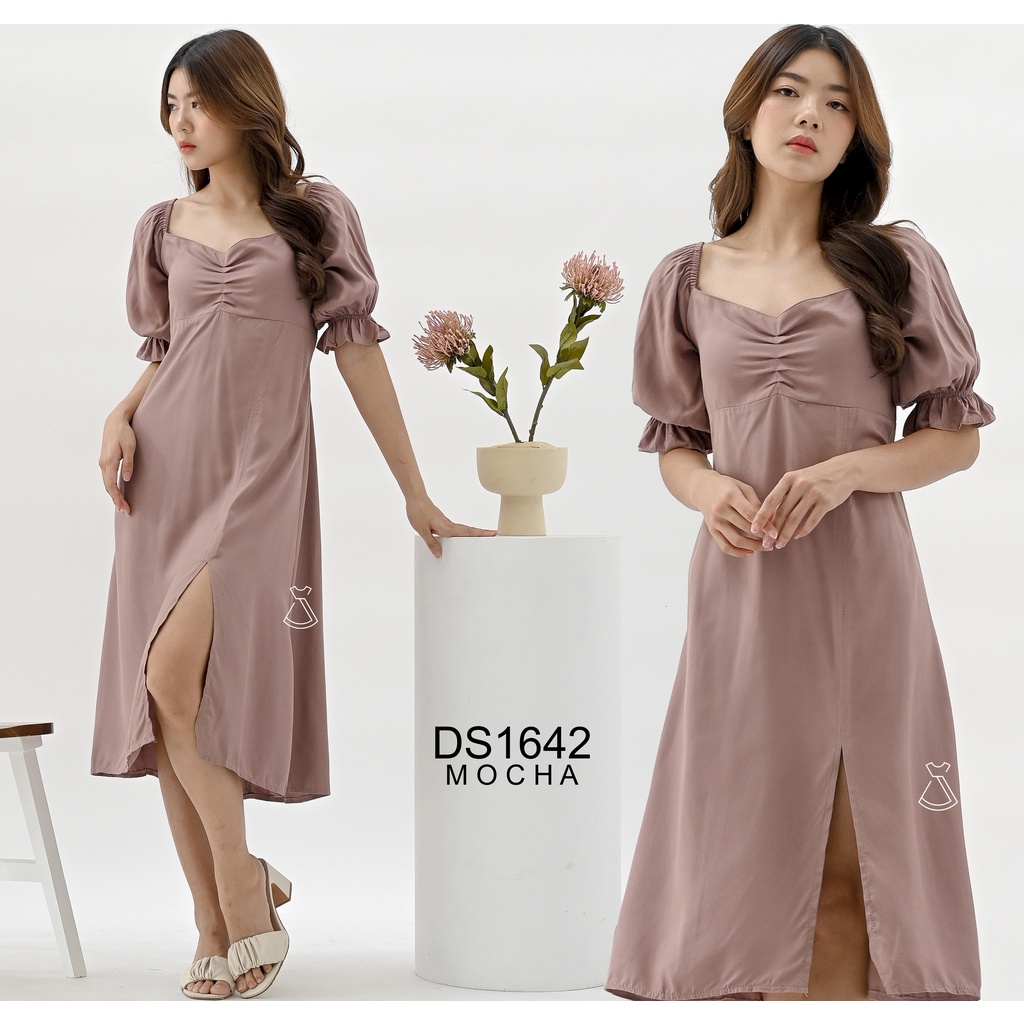 DS1642 - Dress Midi Rayon  Korean Look Dress Party