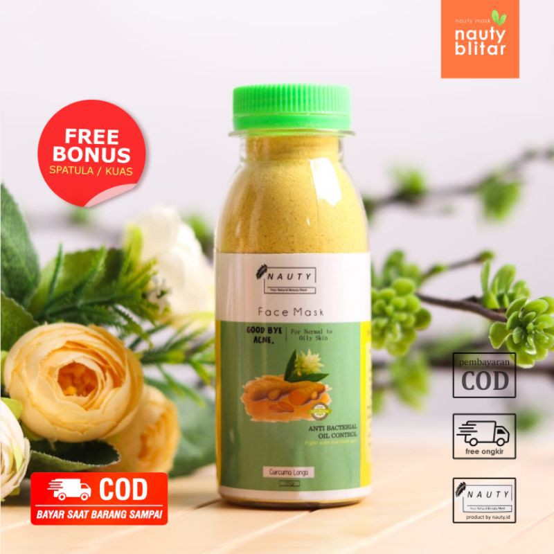 Masker NAUTY MASK CURCUMA botol 55 gr - Masker wajah organik - Masker Wajah Bubuk - Nauty Blitar