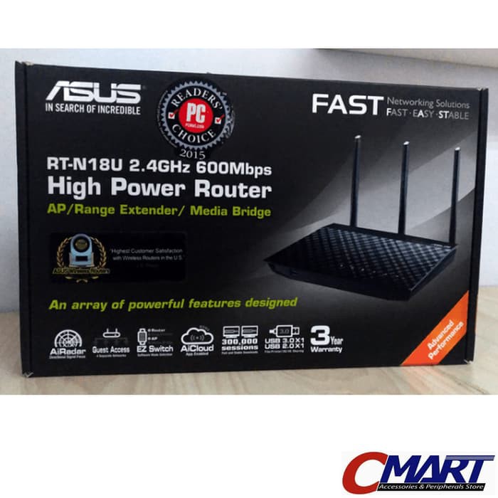 ASUS RT-N18U 600 Mbps WiFi Wireless Router Extender Expander RTN18U