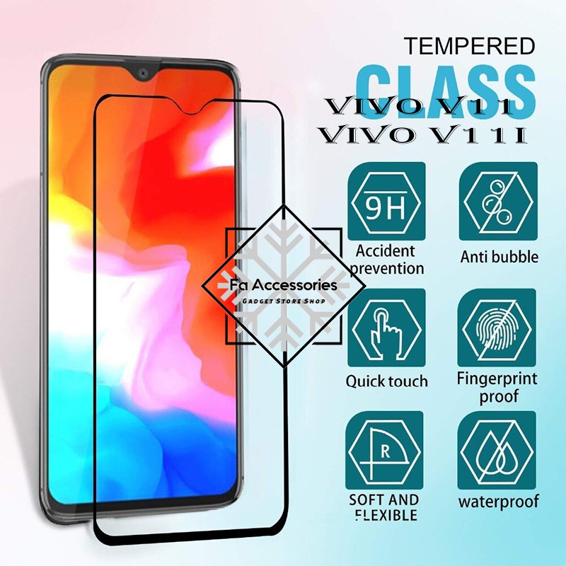 TEMPERED GLASS 5d full lem VIVO V11 V11I i HITAM PUTIH screen protector guard