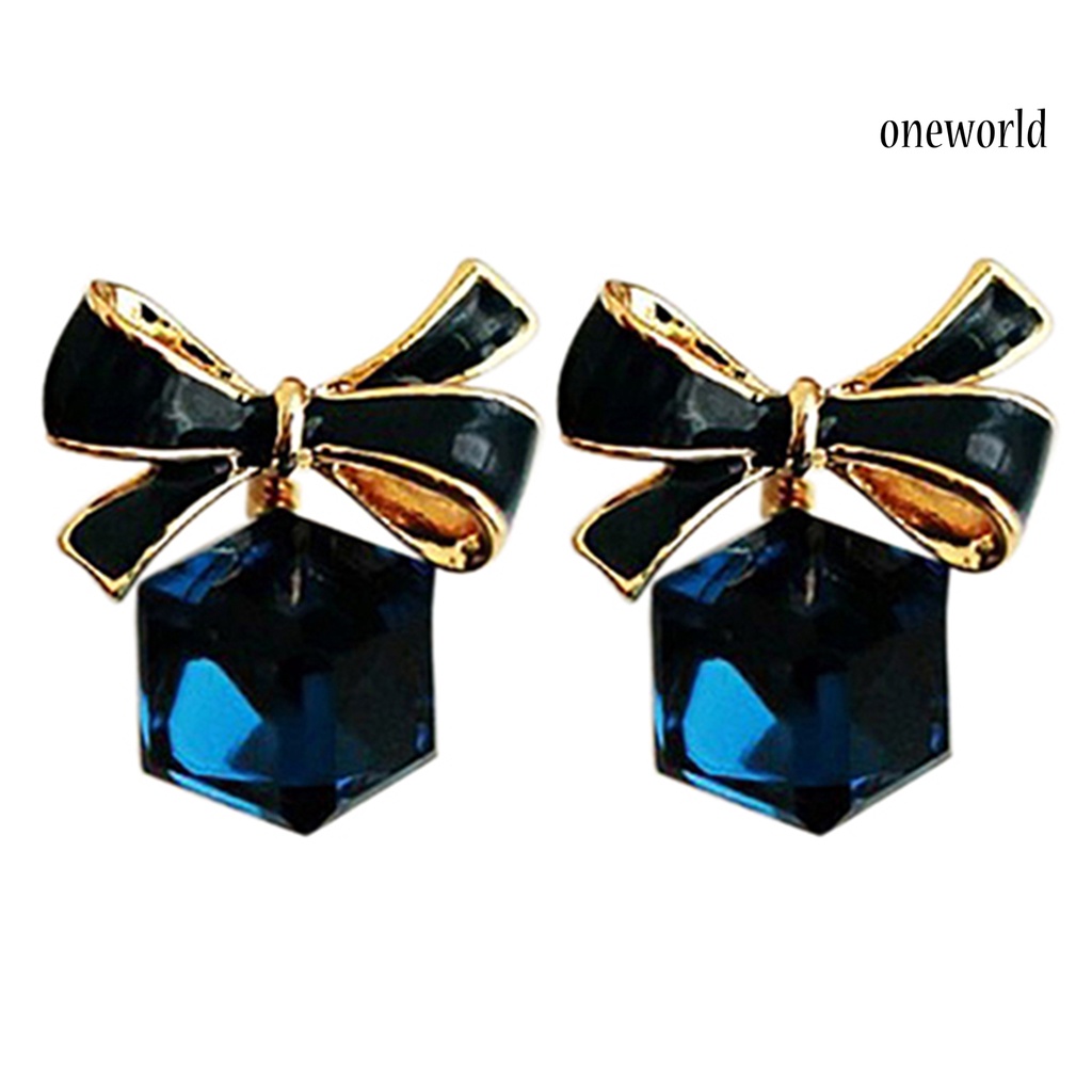 OW@ Women Earrings Attractive Elegant Smooth Bowknot Anti-allergic Ear Studs for Banquet