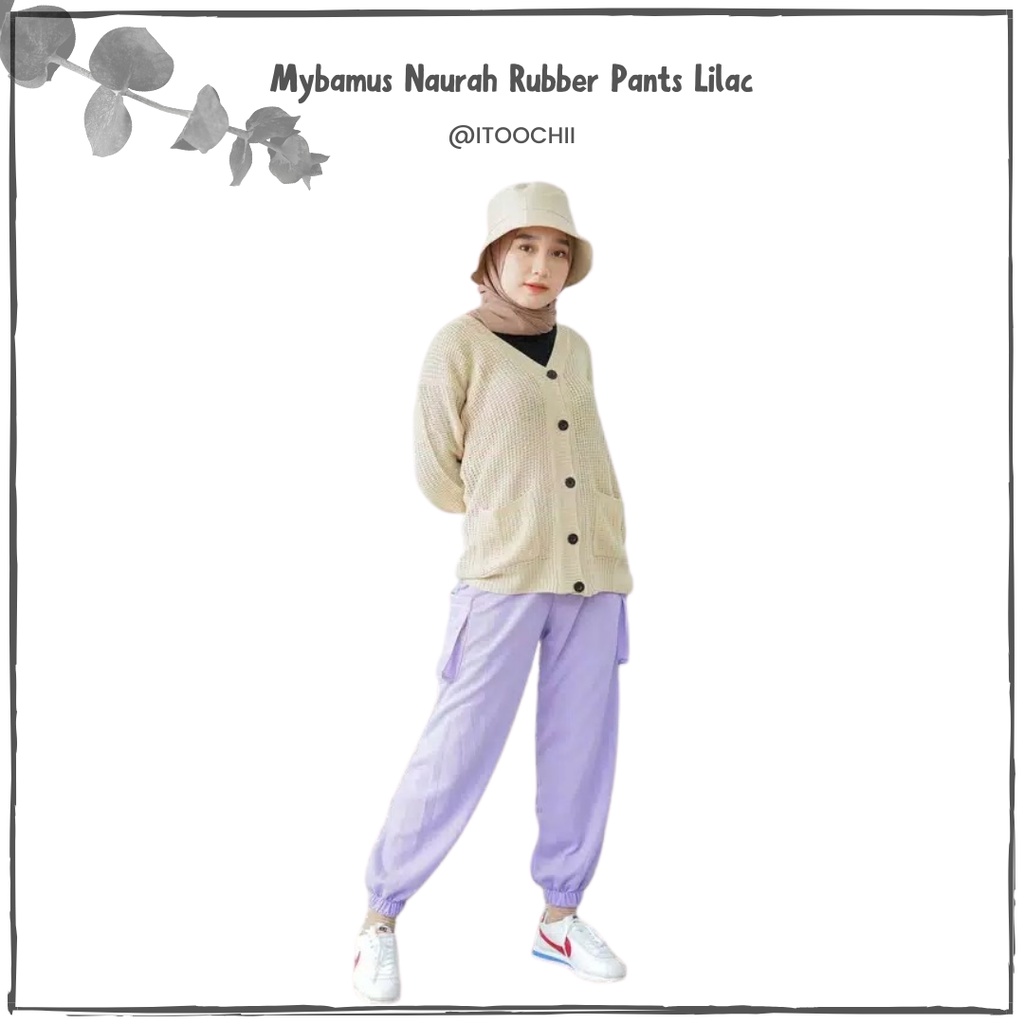 Mybamus Naurah Rubber Pants Lilac Celana Panjang Wanita Jogger Wanita