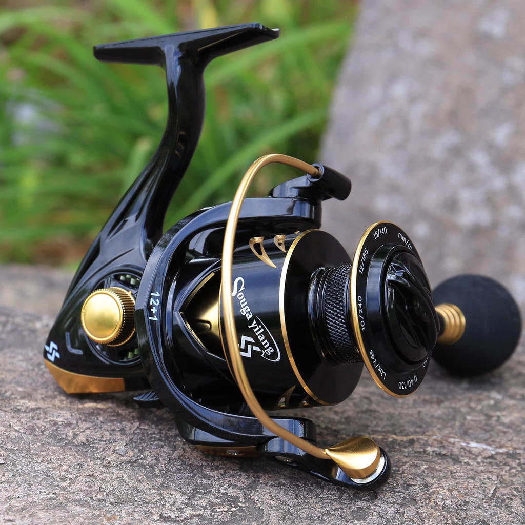 Sougayilang Gulungan Pancing Pemintalan Logam 5.2: 1 Rasio Roda Gigi 12 + 1BB Memancing Air Asin / Air Tawar