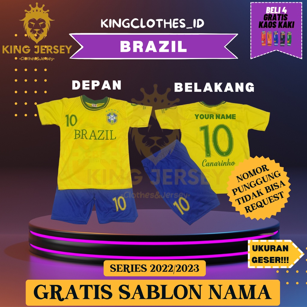 JERSEY BOLA BRAZIL 2022/2023 UNTUK ANAK ANAK 0-15 TAHUN KEATAS