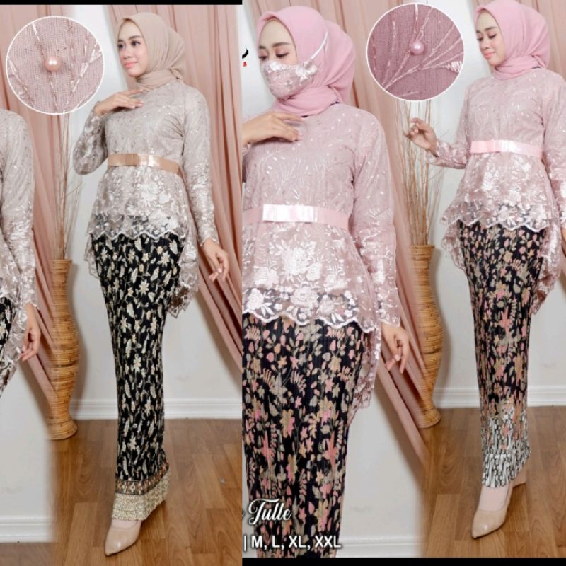 (COD) SETELAN KEBAYA AURORA TILLE MUTIARA / KEBAYA WISUDA / KEBAYA MODERN / KEBAYA TERLARIS / HANANIA KEBAYA