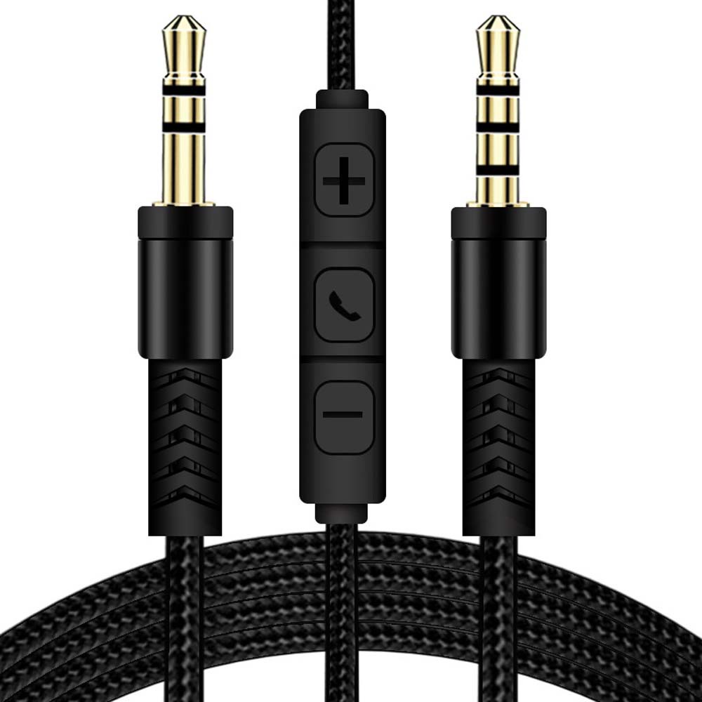 QUINTON For phone Audio Cable Cable Car Aux Cord Audio Wire With Mic Earphone Nylon Braid Volume control 1.2m 3.5mm to Jack 3.5mm Aux Cable/Multicolor