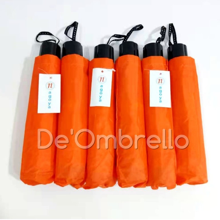 De'Ombrello! (091 ORANGE)Payung Lipat 3 Rk.Balik Polos Warna Orange Anti Angin