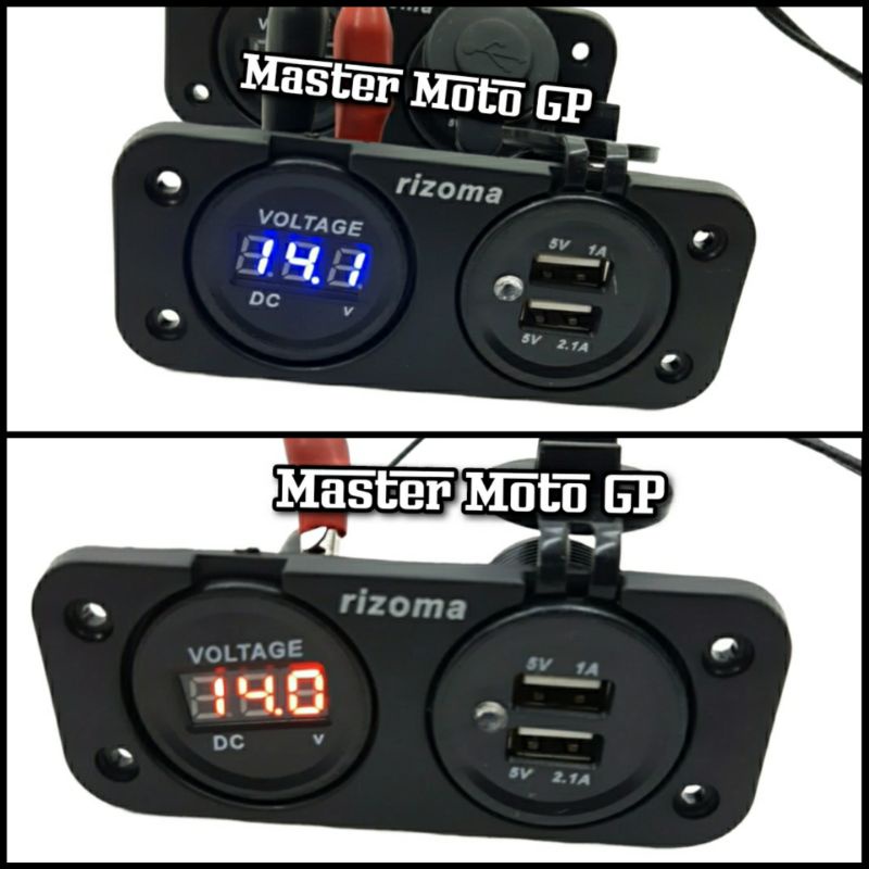 volt meter plus Usb Rizoma charger HP Voltmeter dan charger chager casan hp Voltmeter Aki motor Rizoma nmax pcx lexi aerox vario mio beat ADV Lexi Xmax