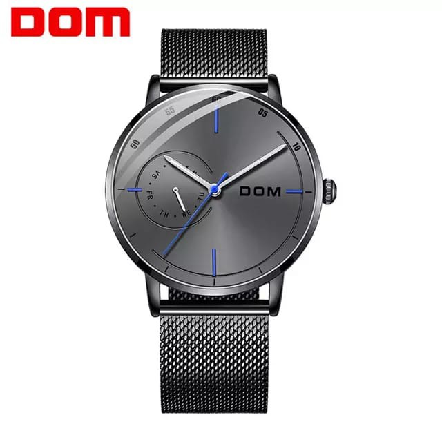 JAM TANGAN PRIA DOM M-1273BK-8M CASUAL / BISNIS MODEL KLASIK ANTI AIR STAINLESS STEEL IMPORT