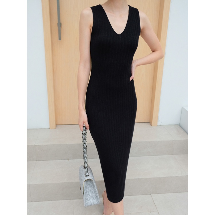 Kadaka D-0207 Sleeveless Midi Bodycon Dress Knit Premium Stretch