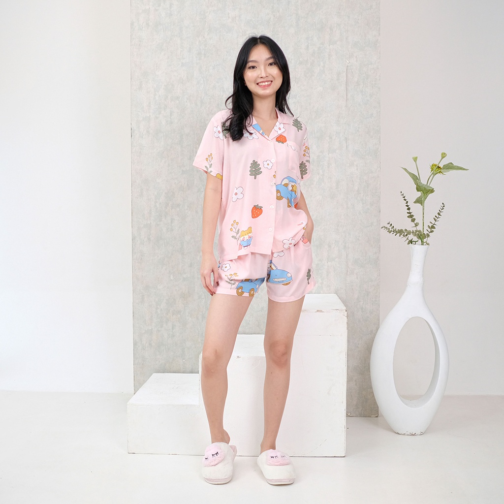 Cielyn - Betsy Pink Piyama Wanita Dewasa Set