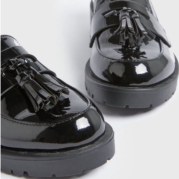 fakhrieshop- SEPATU WANITA '' KISSY '' LOAFER BLACK GLOSY PREMIUM 908