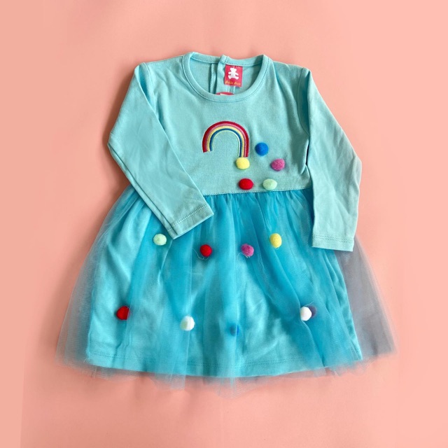 Pompom Dress Baby Lucu (6-12 bulan)