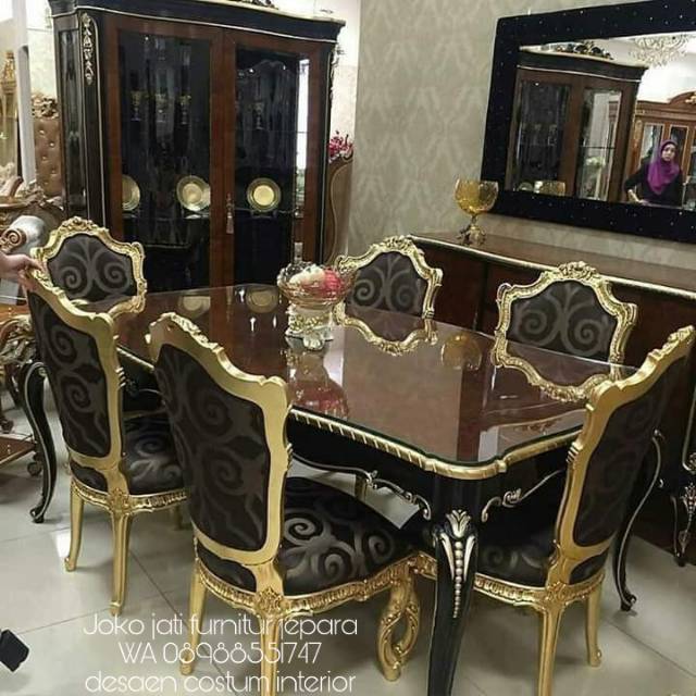 Set meja makan mewah 6kursi