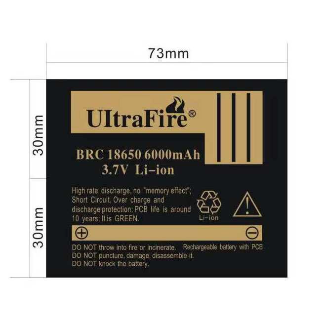 UltraFire Baterai 18650 Protection Board 6000mAh 3.7V Button Top -BRC