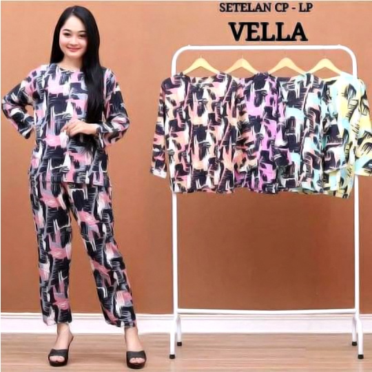 BAJU TIDUR SETELAN WANITA LENGAN PANJANG KEKINIAN ( CPLP MUFFIN VELLA BLARAK ) BUSUI BUMIL - BATIK FA