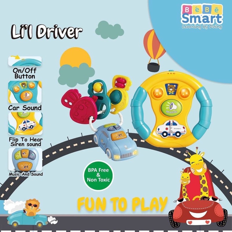 Bebe Smart Lil Driver Mainan Setir Kunci Mobil Bayi Anak Sensorik Kado Hadiah