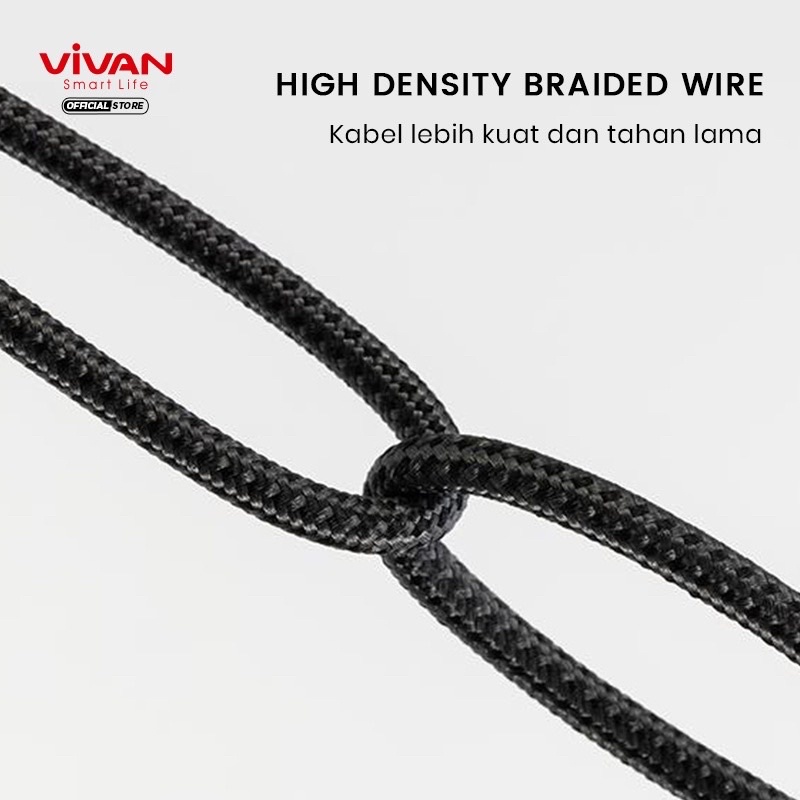 VIVAN VYT120 Kabel Data 3 in 1 Fast Charging 6A Micro USB Lightning Type C Black - Garansi Resmi 1 Tahun