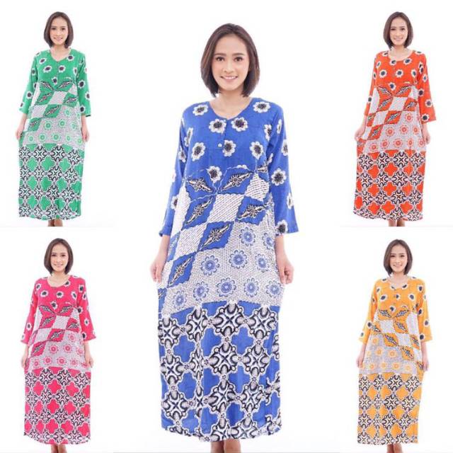 Gamis rumahan kancing batik rayon adem