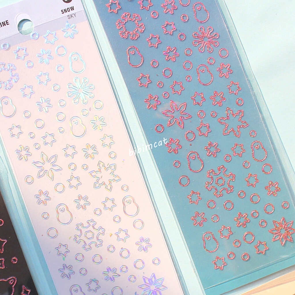 Sticker Deco Outline Hologram / Sticker Journaling Line Laser-8