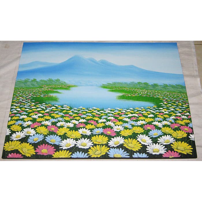 Lukisan Pemandangan Bunga Bunga Yang Indah Di Tepi Danau Shopee Indonesia